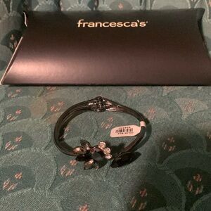 NIB NWT Black Floral hinged bangle bracelet